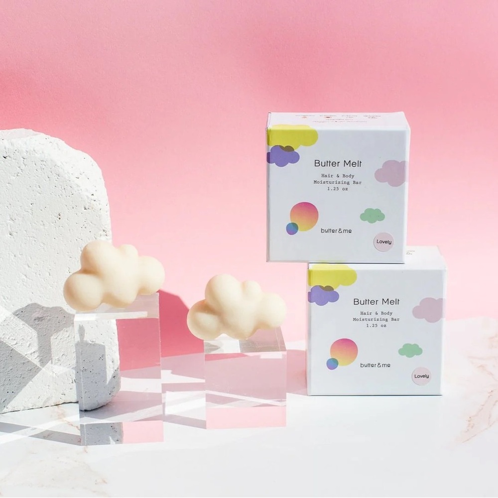 Butter & Me Hair & Body Lotion Bar Set of 2 Happy & Calm Scents 1.25oz Bars ☁️